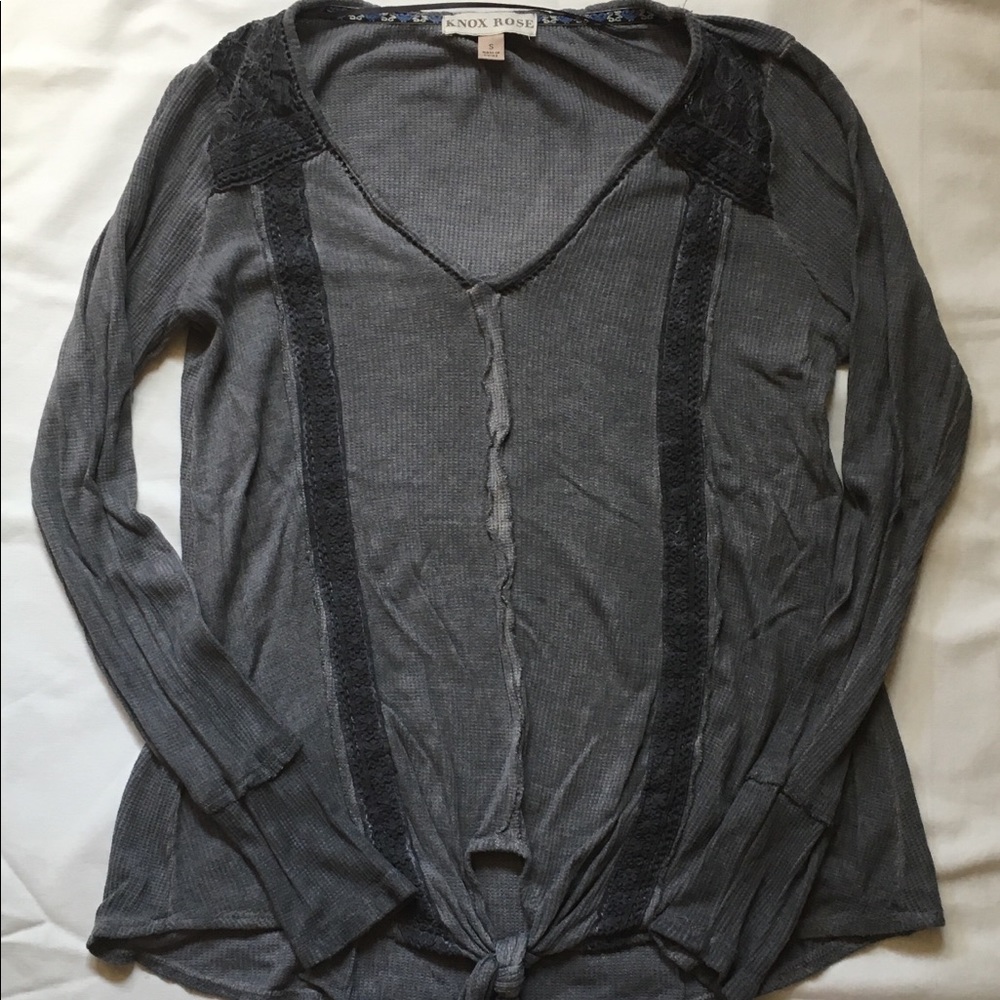 Knox Rose waffle knit embellished top